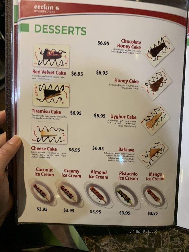 Eerkin's Uyghur Cuisine - Rockville, MD menu_pic