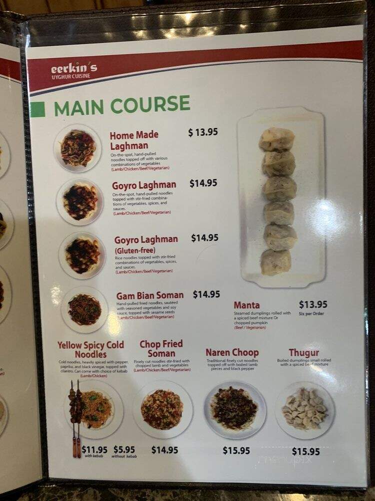Eerkin's Uyghur Cuisine - Rockville, MD menu_pic