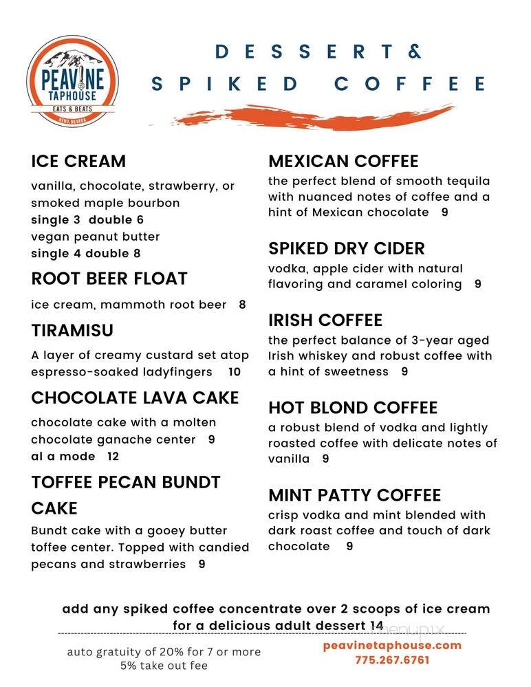 Peavine Taphouse Eats And Beats - Reno, NV menu_pic