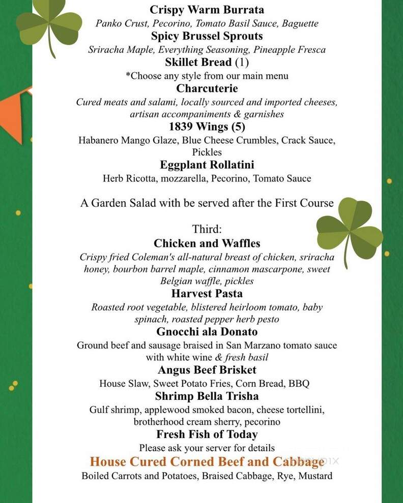1839 Restaurant & Bar - Washingtonville, NY menu_pic