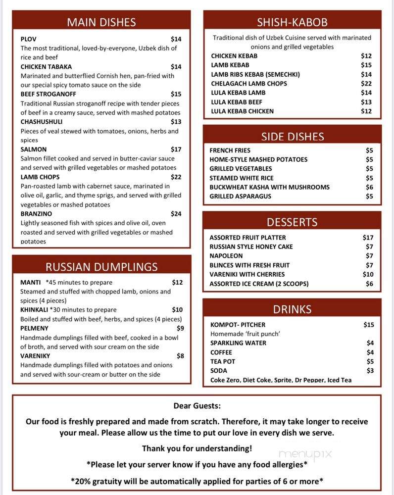 Bubala Cafe & Grill - Dallas, TX menu_pic