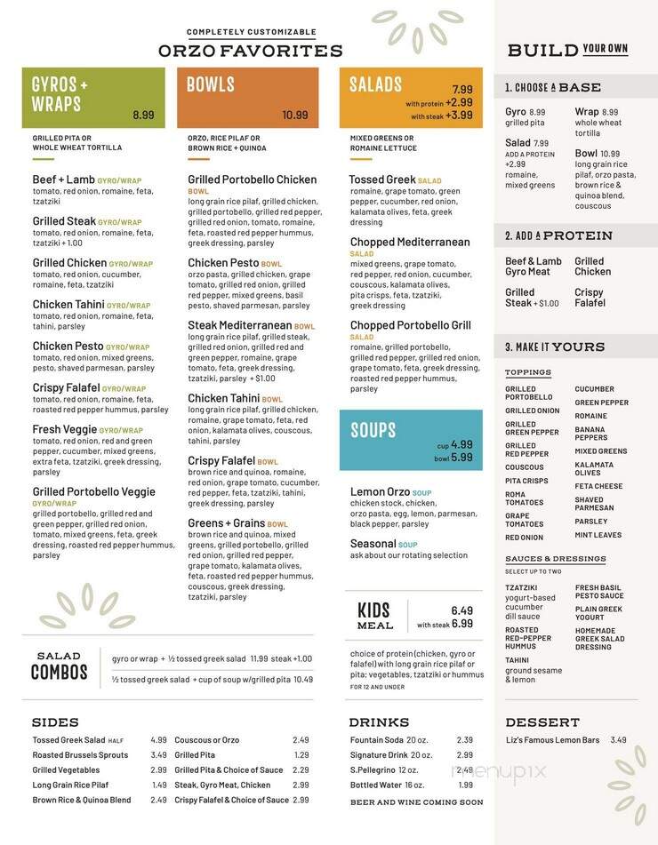 Orzo Mediterranean Grill - Creve Coeur, MO menu_pic