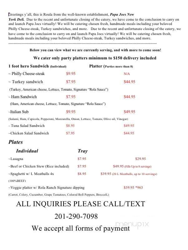 Papa Joe's New York Deli - Rosenberg, TX menu_pic