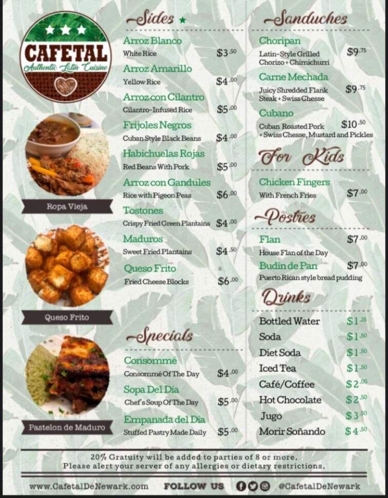 Cafetal De Newark - Newark, DE menu_pic