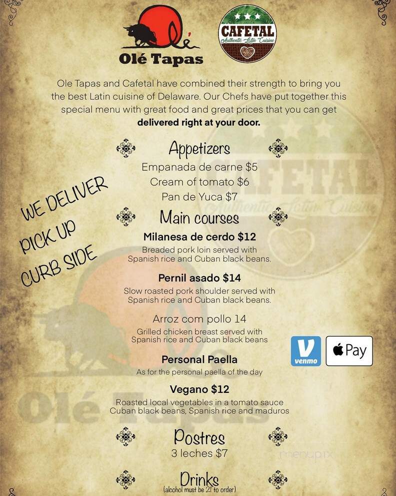 Cafetal De Newark - Newark, DE menu_pic