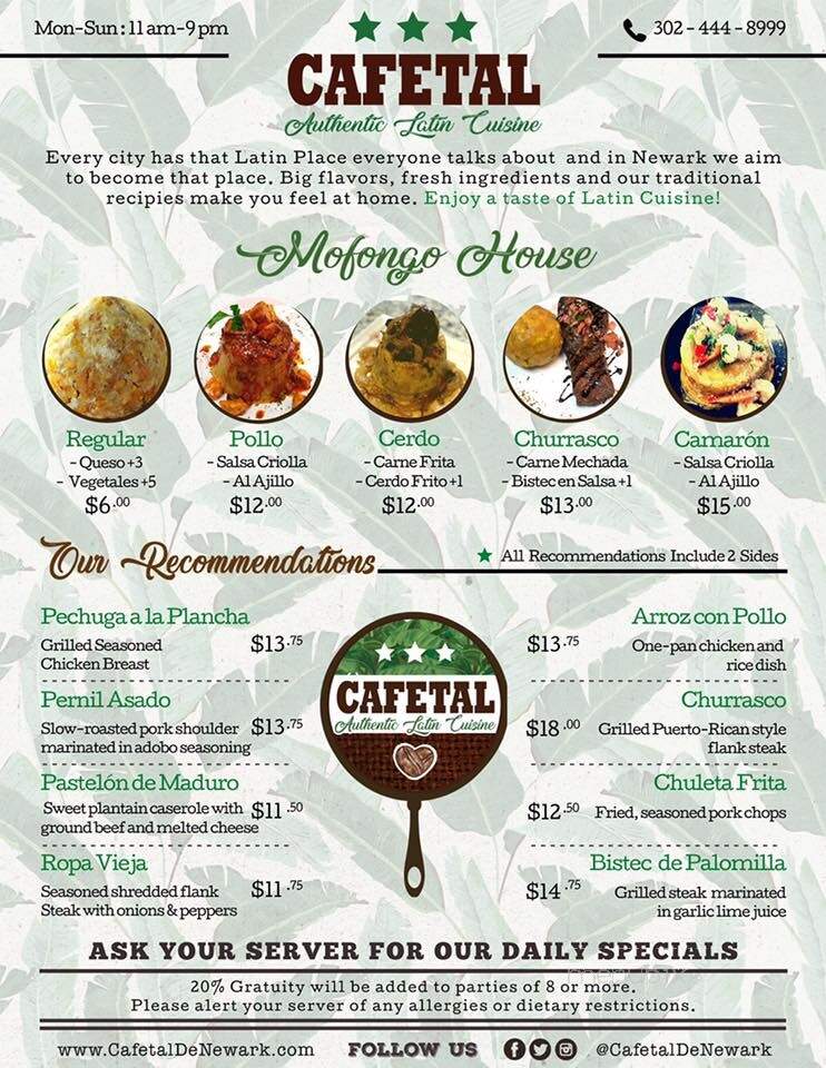 Cafetal De Newark - Newark, DE menu_pic