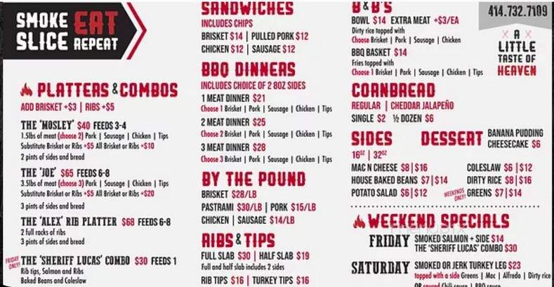 Heaven's Table BBQ - Milwaukee, WI menu_pic
