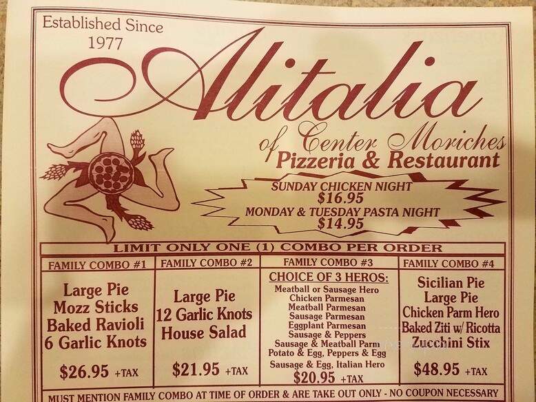 The Original Alitalia Pizza & Restaurant Of Patchogue - Patchogue, NY menu_pic