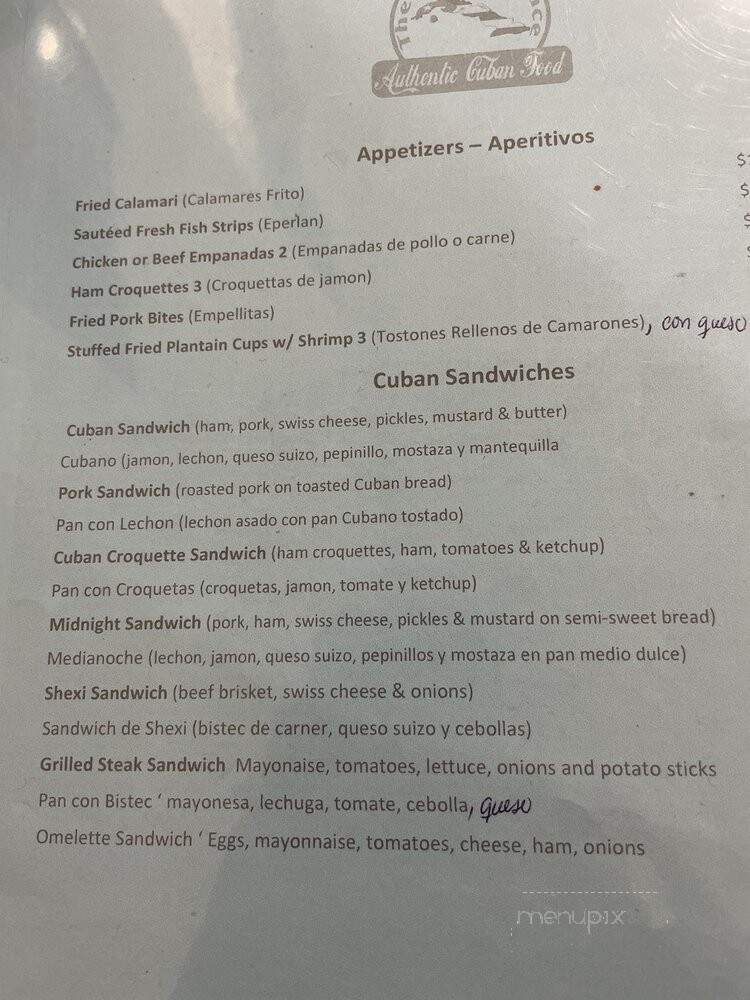 The Cuban Place - Jacksonville, FL menu_pic