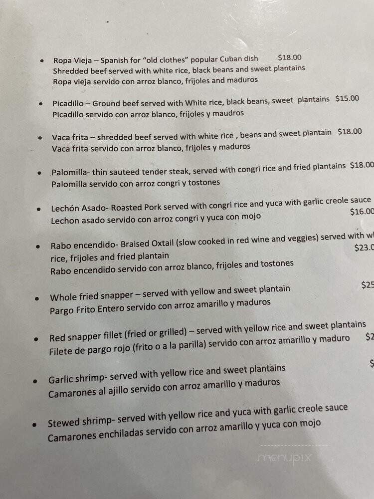 The Cuban Place - Jacksonville, FL menu_pic
