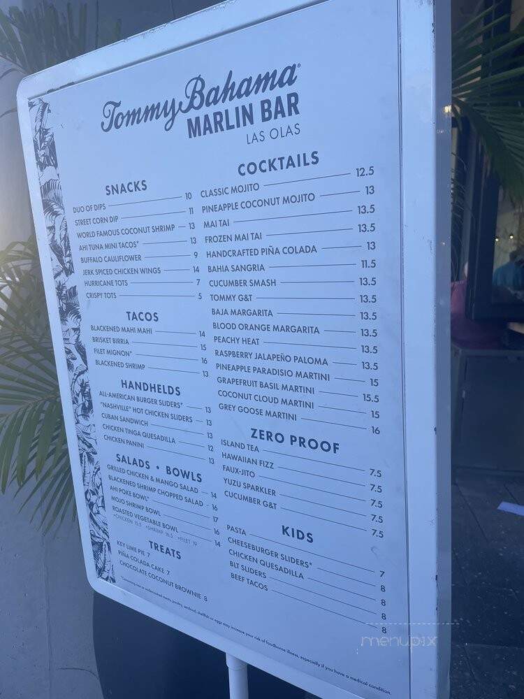 Tommy Bahama | Marlin Bar - Fort Lauderdale, FL menu_pic
