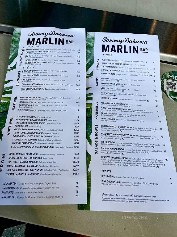 Tommy Bahama | Marlin Bar - Fort Lauderdale, FL menu_pic