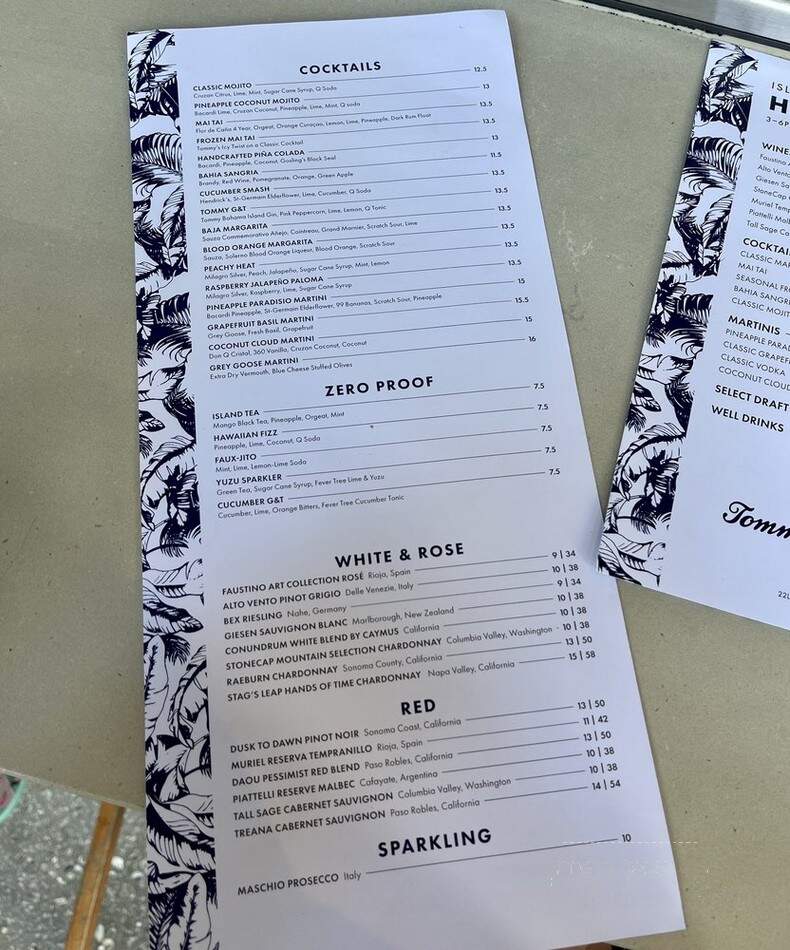 Tommy Bahama | Marlin Bar - Fort Lauderdale, FL menu_pic