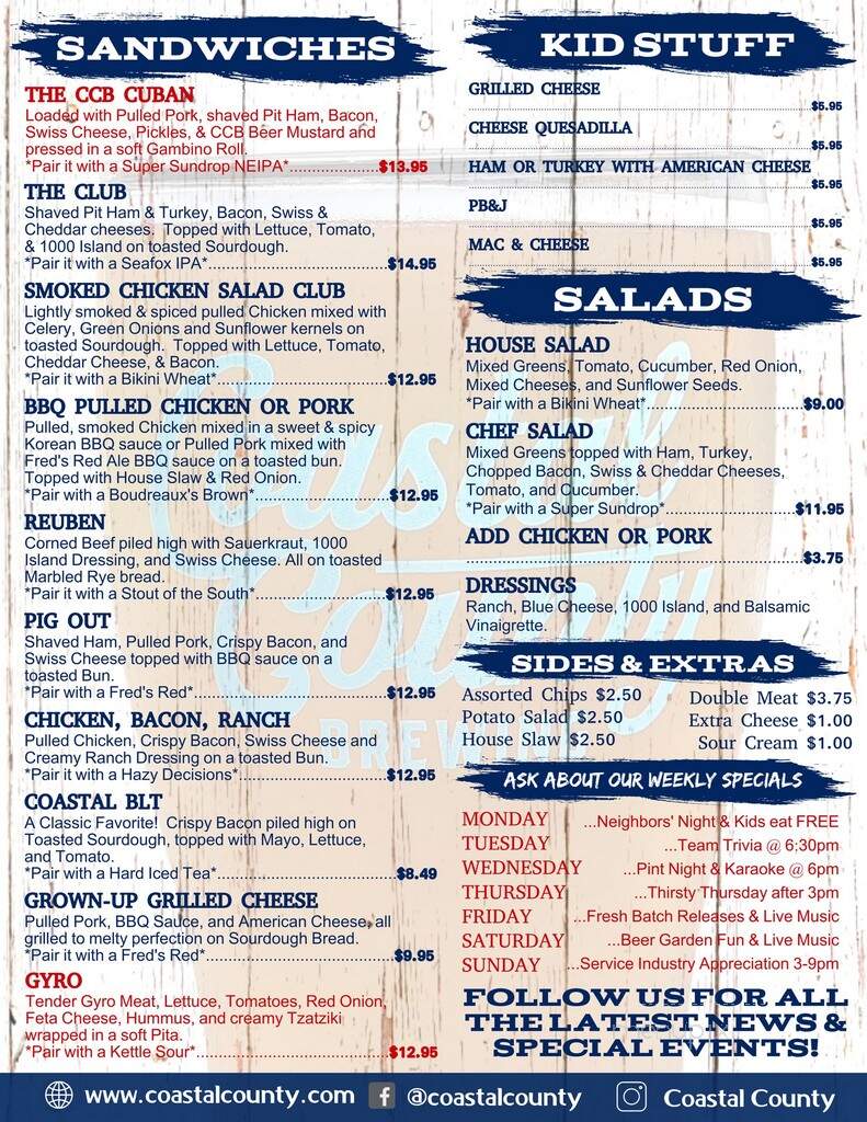 Coastal County Brewing - Pensacola, FL menu_pic