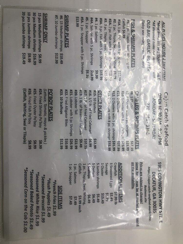 Cajun Catch Seafood - Decatur, GA menu_pic
