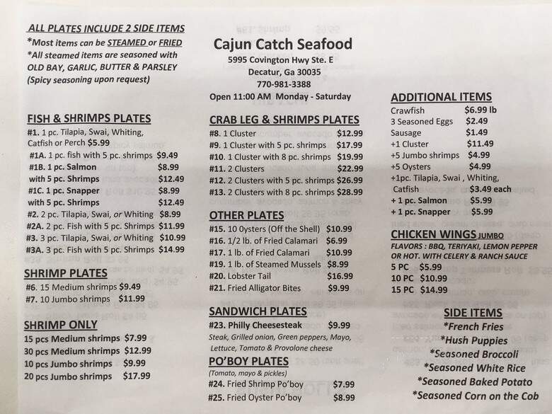 Cajun Catch Seafood - Decatur, GA menu_pic