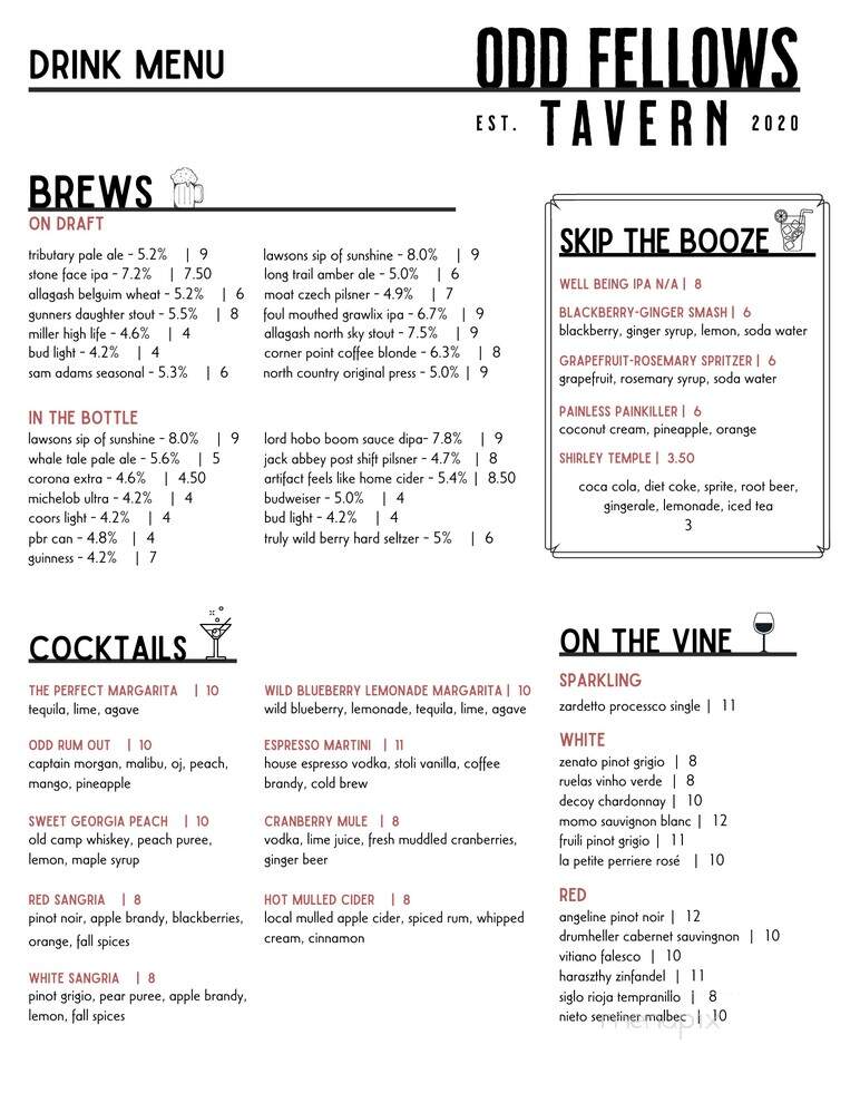 Odd Fellows Tavern - South Berwick, ME menu_pic