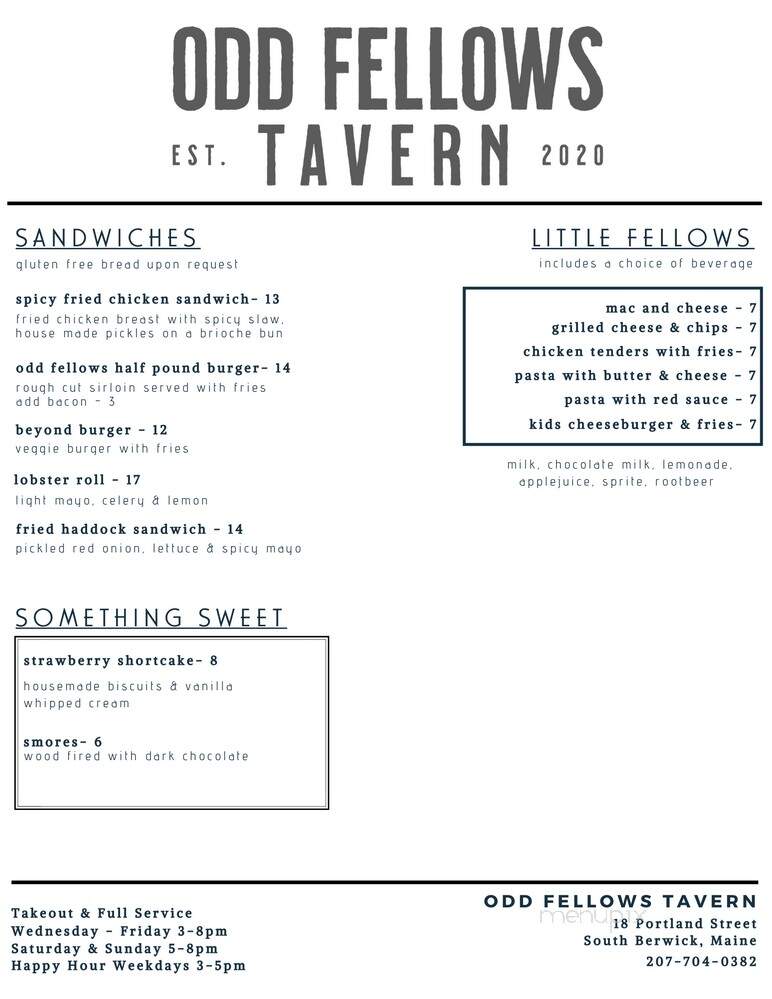 Odd Fellows Tavern - South Berwick, ME menu_pic