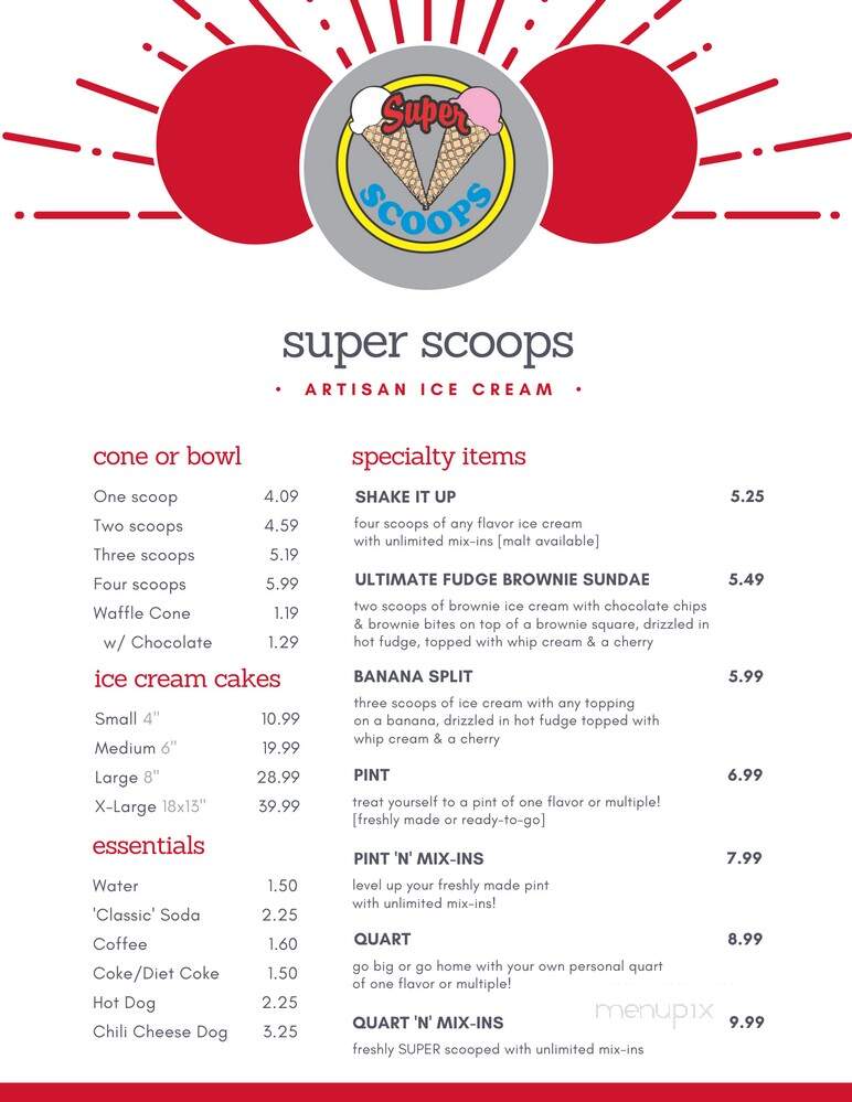 Super Scoops Ice Cream - Centerville, OH menu_pic