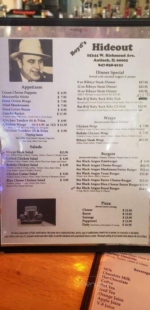 Boyd's Hideout - Antioch, IL menu_pic