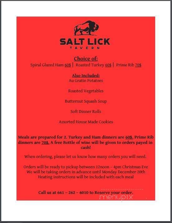 Salt Lick Tavern - Lake Hughes, CA menu_pic