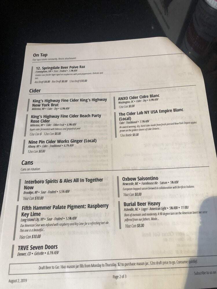 BierWax - Brooklyn, NY menu_pic