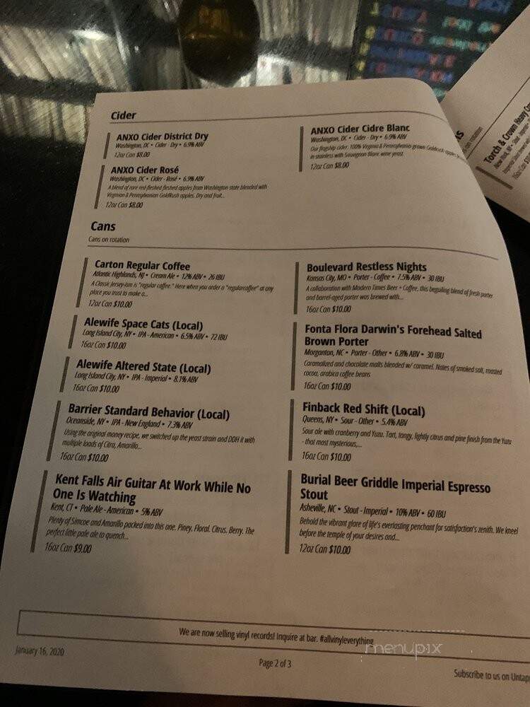 BierWax - Brooklyn, NY menu_pic