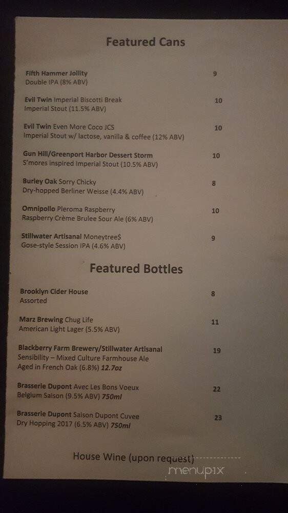 BierWax - Brooklyn, NY menu_pic