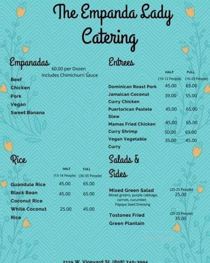The Empanada Lady - Wailuku, HI menu_pic