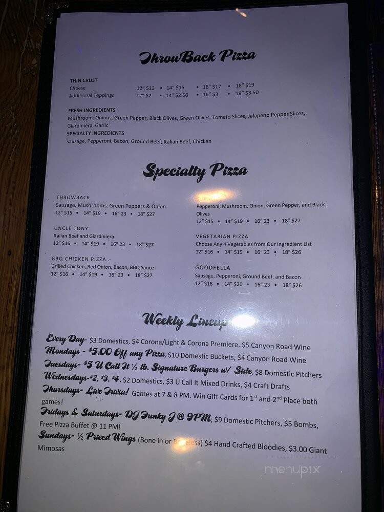 Throwback Sports Bar - St. Charles, IL menu_pic