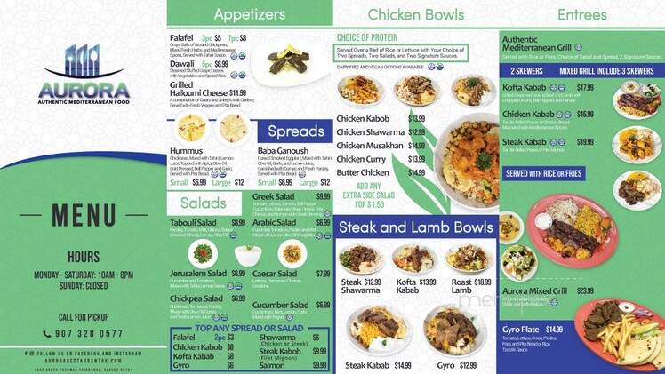 Aurora Restaurant - Fairbanks, AK menu_pic
