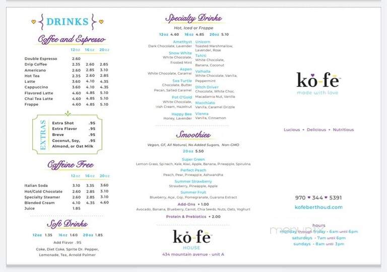 Kofe House - Berthoud, CO menu_pic