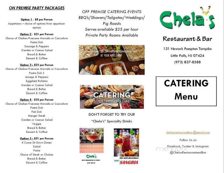 Chela's Restaurant & Bar - Little Falls, NJ menu_pic