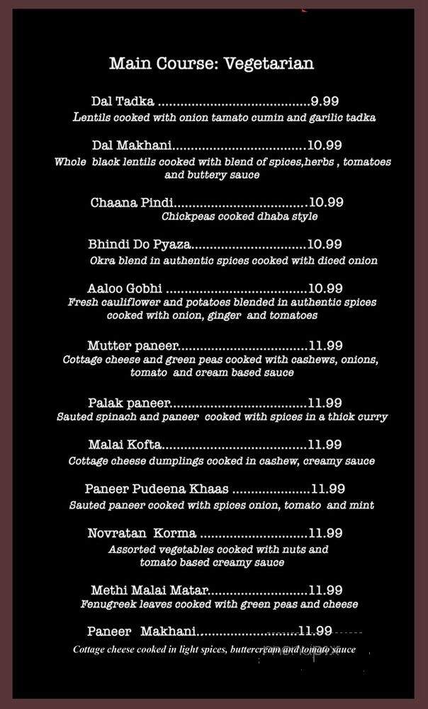 The Kakori Indian Mughlai Cuisine - Mississauga, ON menu_pic