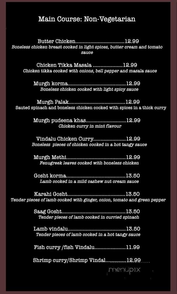 The Kakori Indian Mughlai Cuisine - Mississauga, ON menu_pic