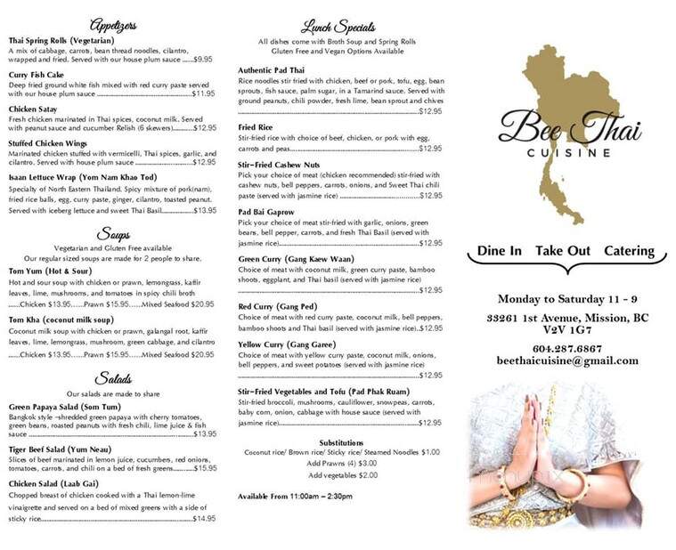 Bee Thai - Mission, BC menu_pic