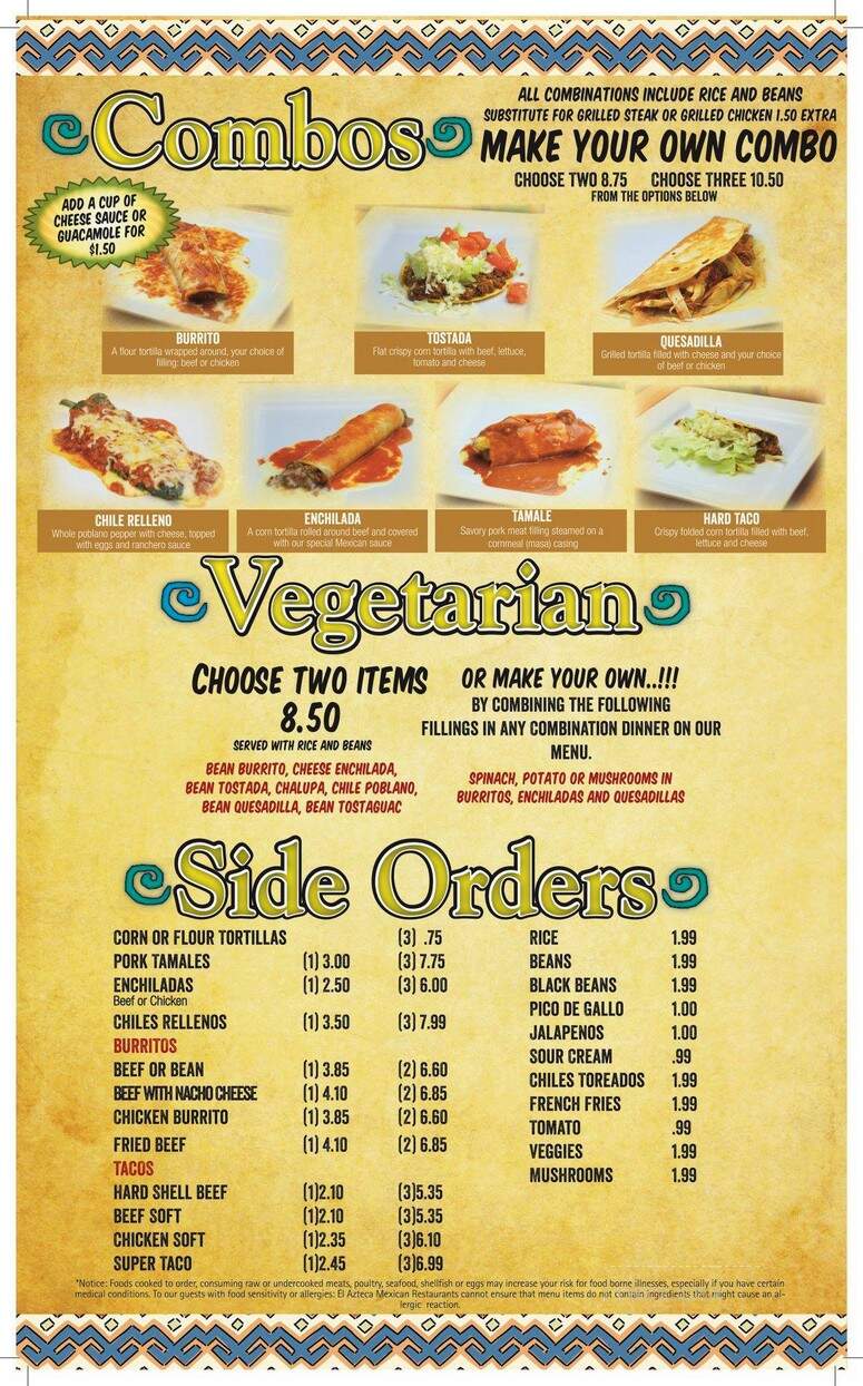 El Azteca Mexican Restaurant - Haysville, KS menu_pic