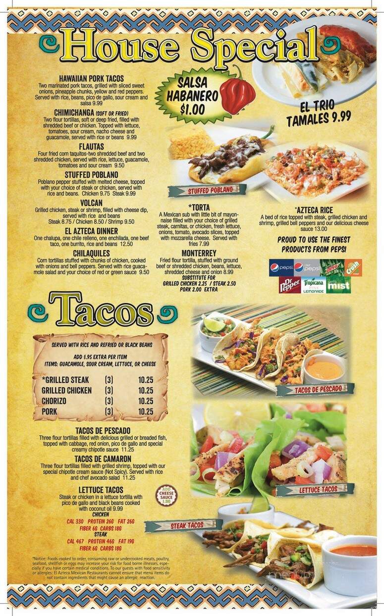 El Azteca Mexican Restaurant - Haysville, KS menu_pic