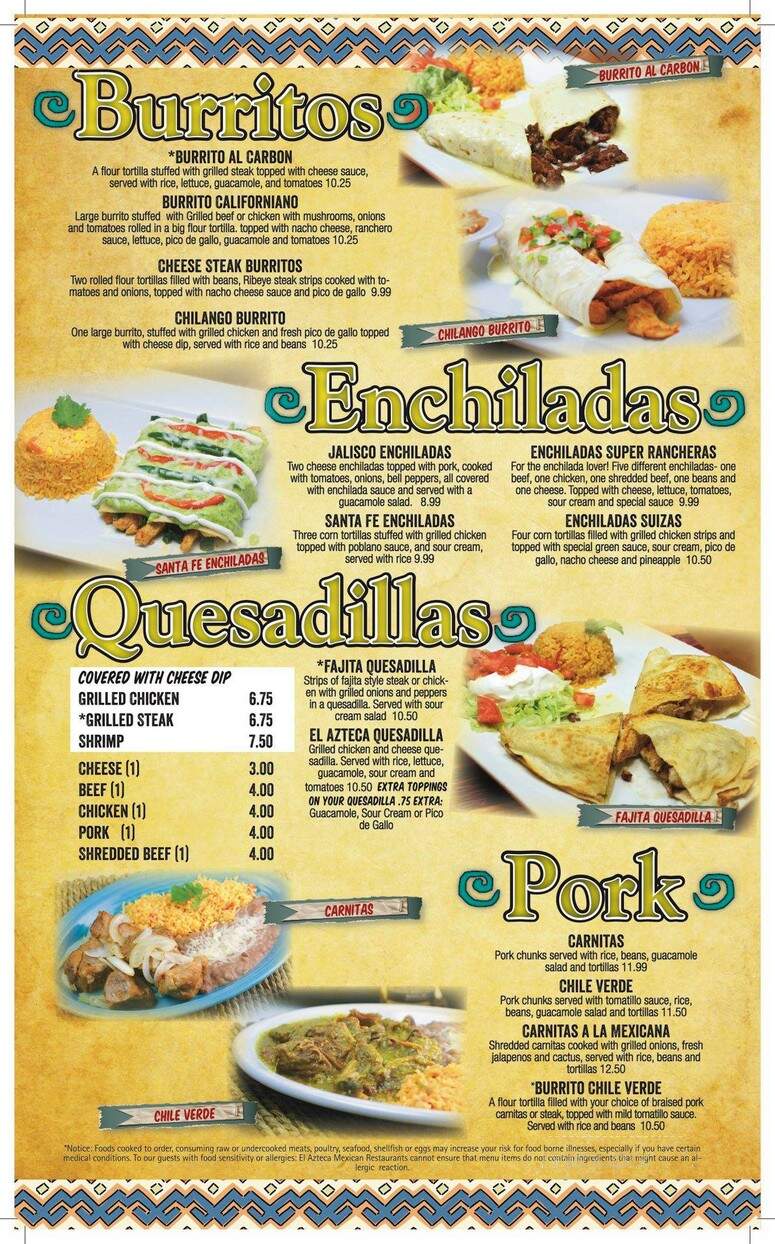 El Azteca Mexican Restaurant - Haysville, KS menu_pic