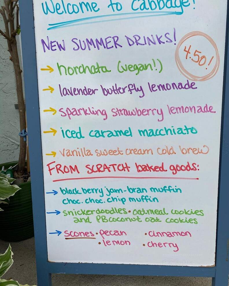 Cabbage Vegetarian Cafe - Skippack, PA menu_pic