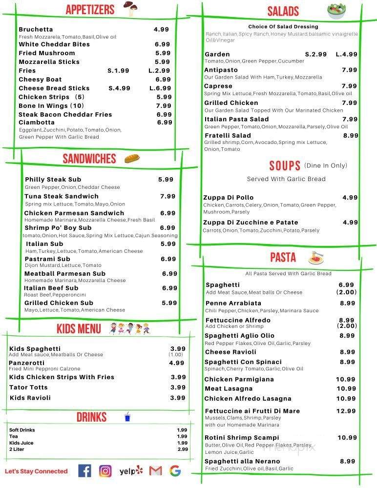 Fratelli - Bristol, TN menu_pic