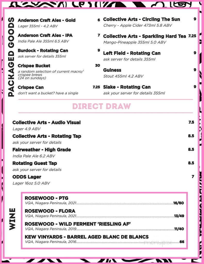 Odds Bar - Hamilton, ON menu_pic