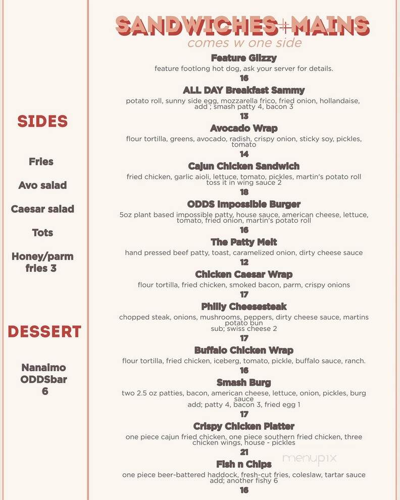 Odds Bar - Hamilton, ON menu_pic