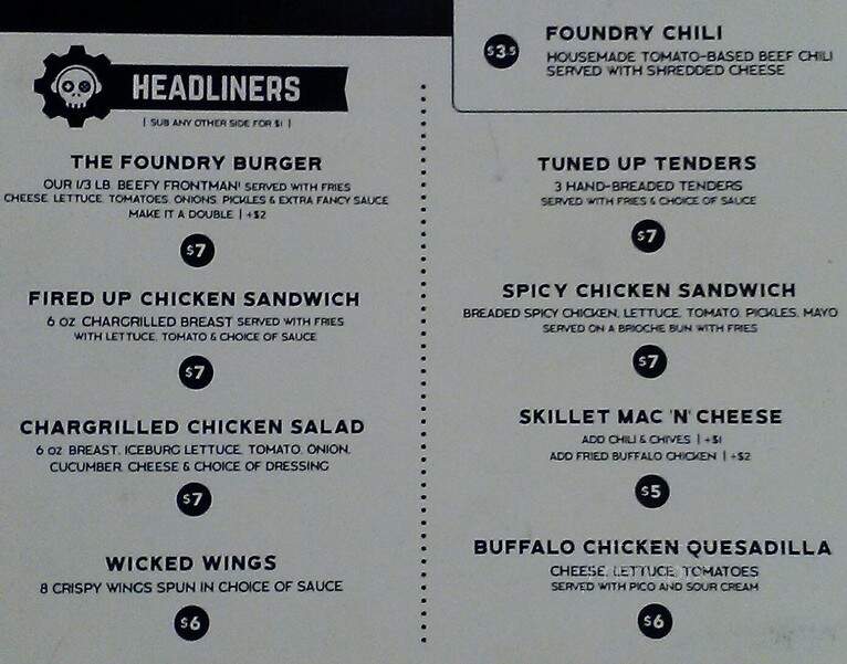 The Foundry - Salem, OH menu_pic