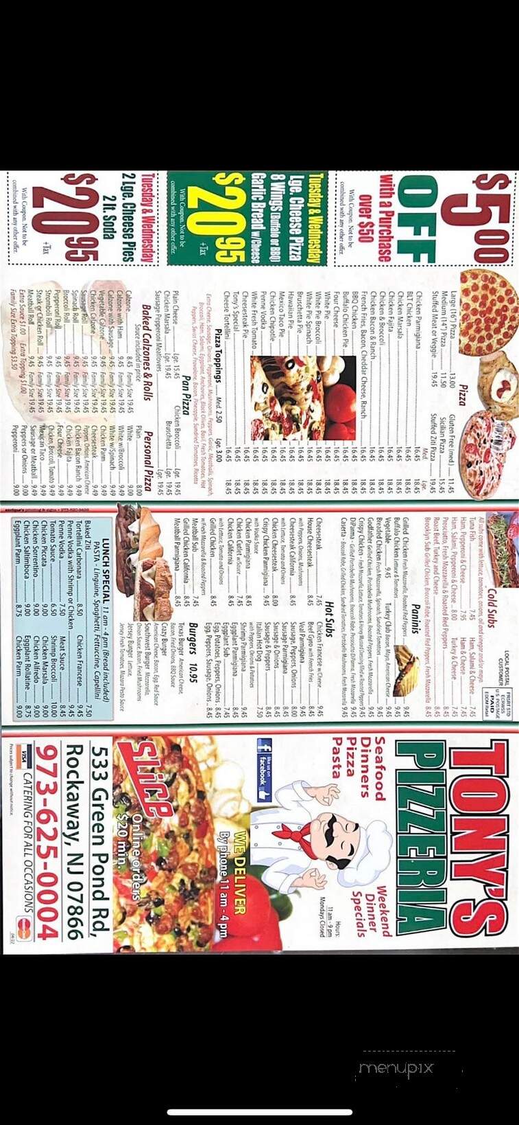 Tony's Pizzeria - Rockaway, NJ menu_pic