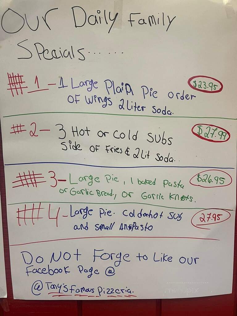 Tony's Pizzeria - Rockaway, NJ menu_pic