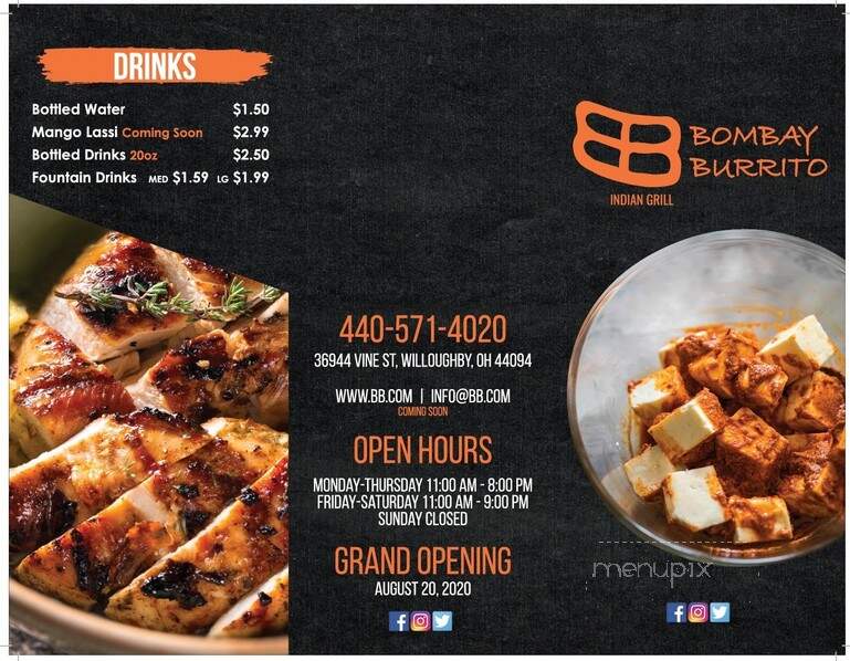Bombay Burrito - Willoughby, OH menu_pic