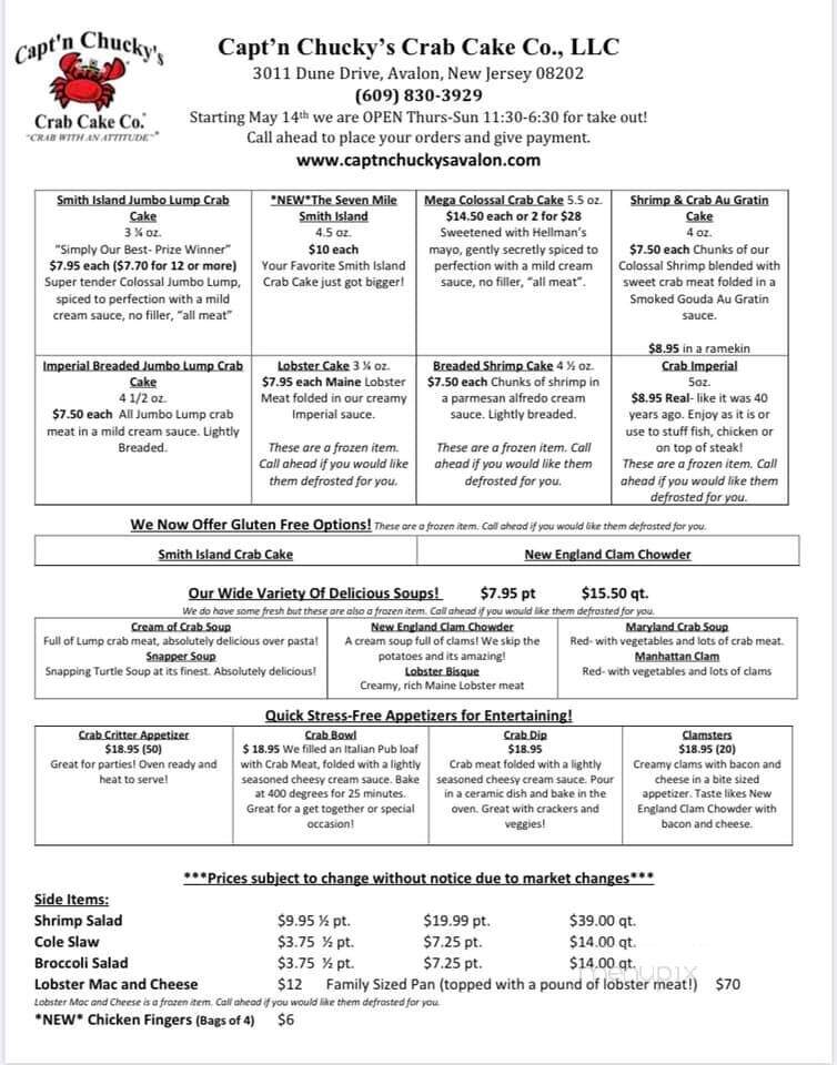 Capt'n Chucky's Crab Cake Co. - Avalon, NJ menu_pic