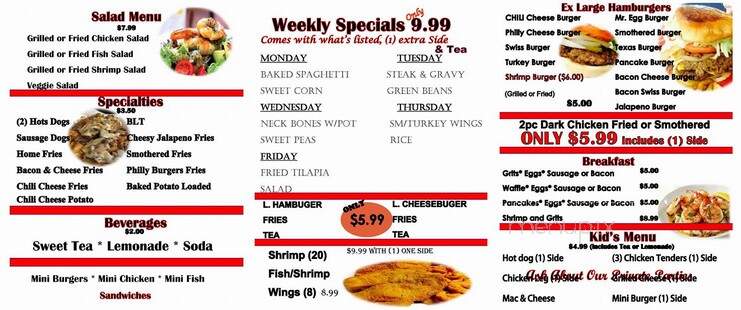 The Grill Reign - Gloverville, SC menu_pic