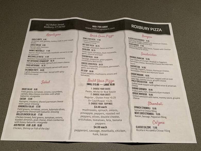 Roxbury Pizza Station - Roxbury, CT menu_pic